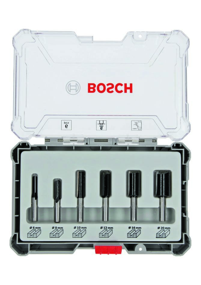 Set de 6 freze drepte Bosch Blue Accessories 2607017465 cu tijă de 6 mm