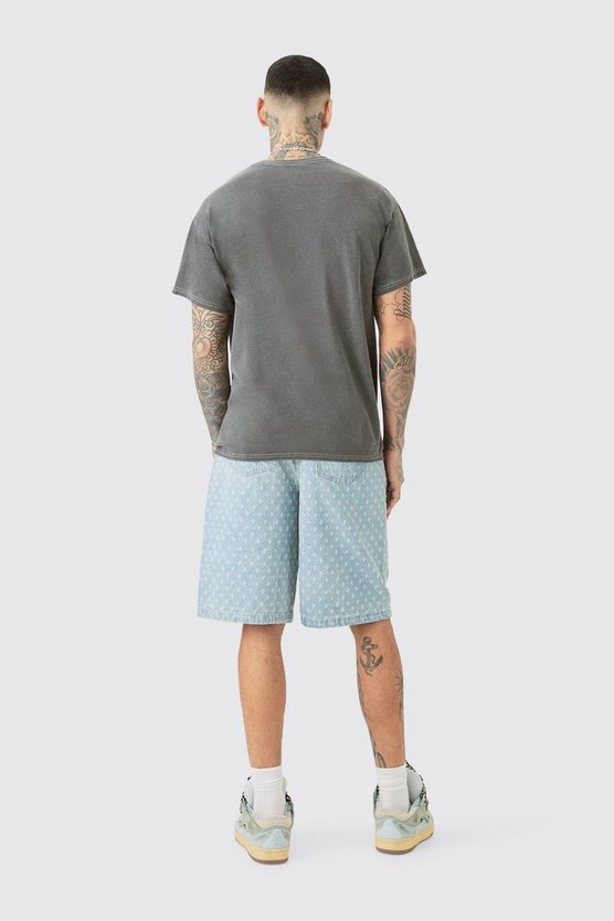 Tall T-Shirt mit Acid-Waschung und Purple Rain Print