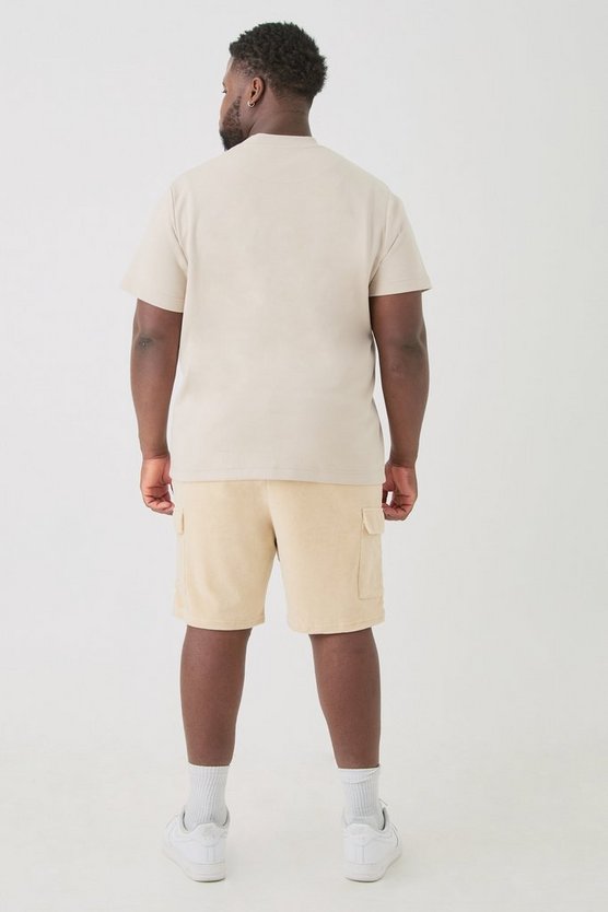 Plus Velour Cargo-Shorts mit elastischem Bund