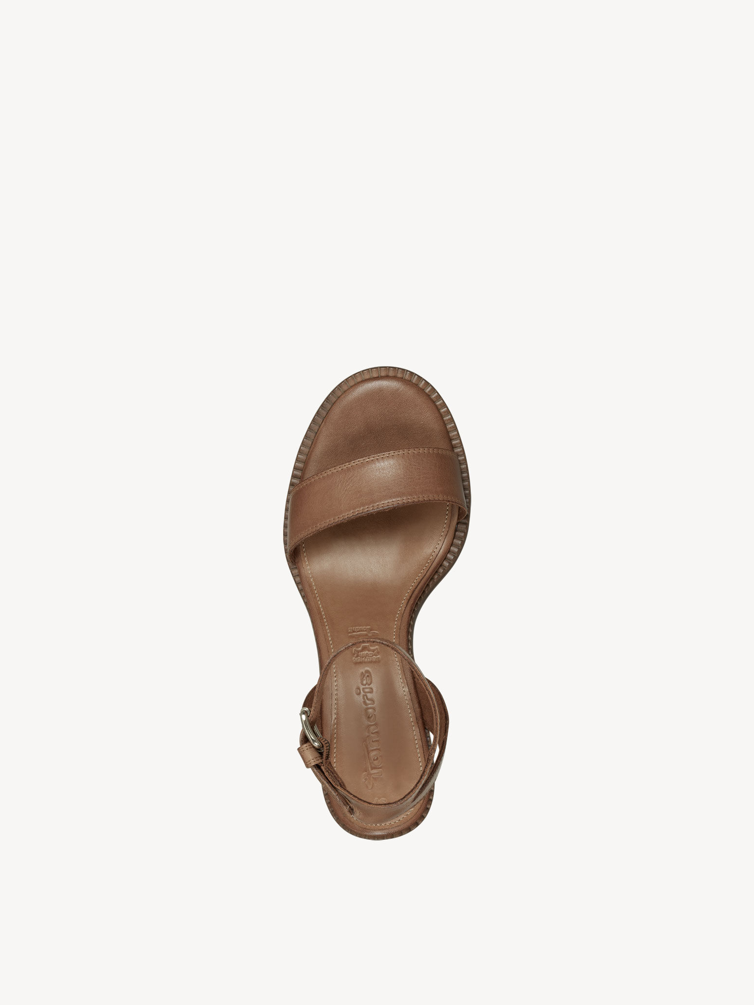 Sandale à talon en cuir - marron