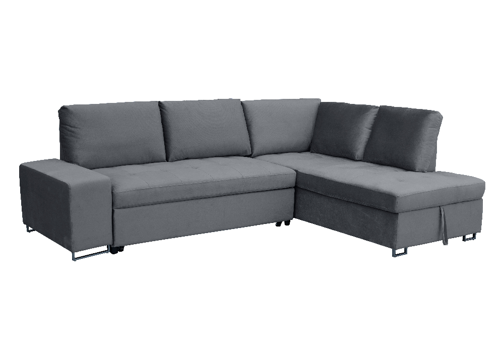 Happy Home Ecksofa mit Stauraum und Bettfunktion mit Samtbezug HSP113-DGR anthrazit
