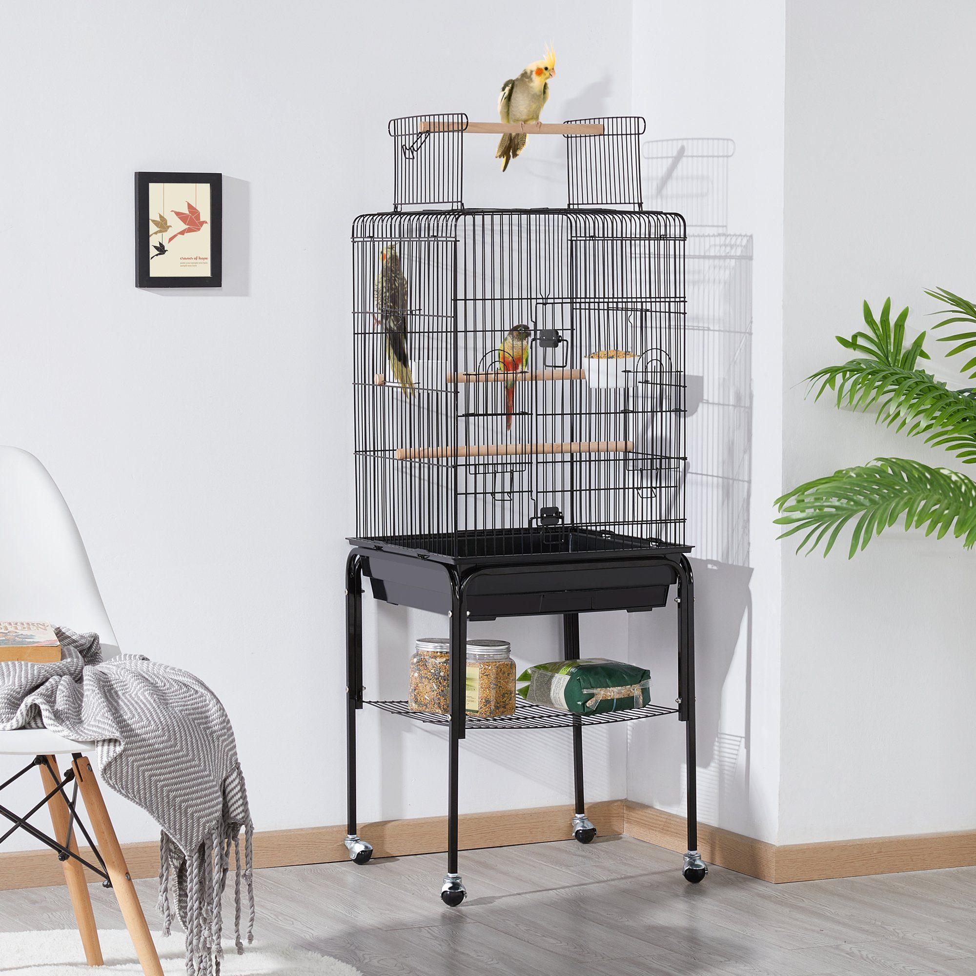 Yaheetech Vogelkäfig, Zusätzlicher Stauraum für Zubehör