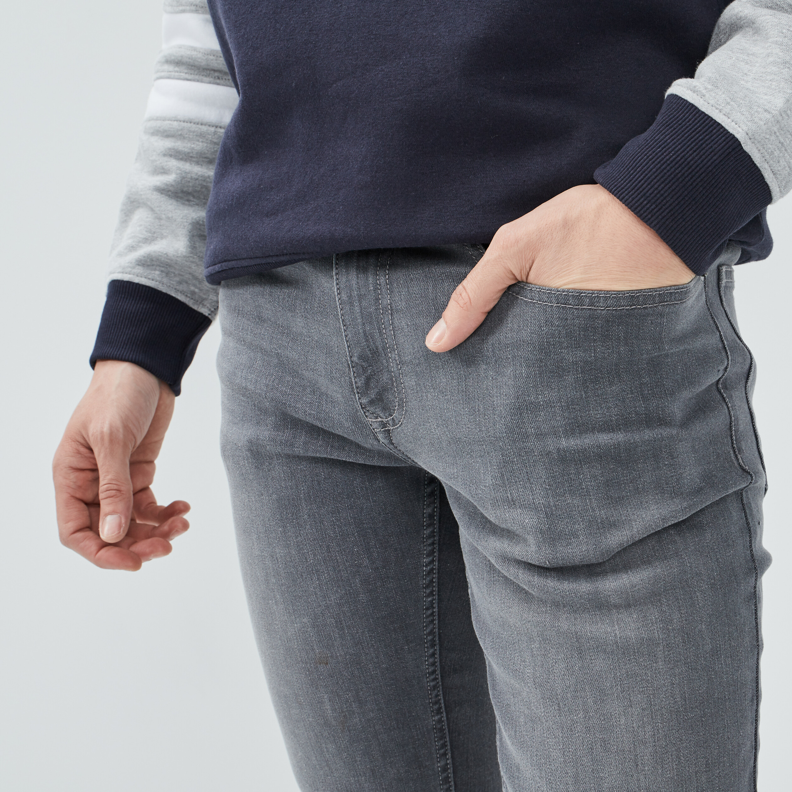 Jeans slim taille standard denim gris homme | La Halle