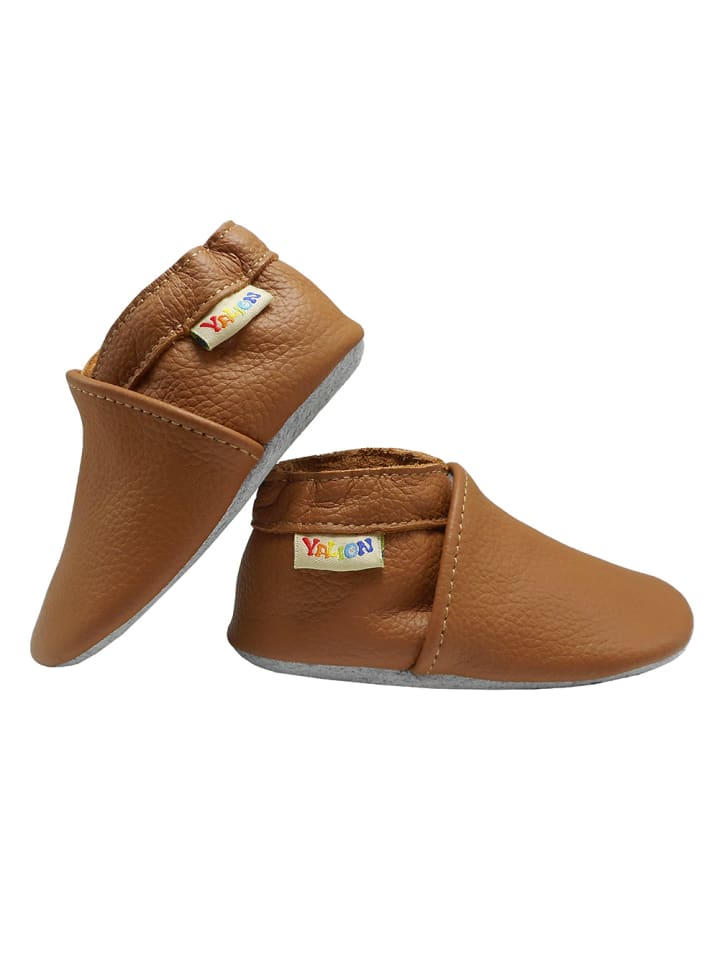 Yalion Leder-Krabbelschuhe in Cognac günstig kaufen