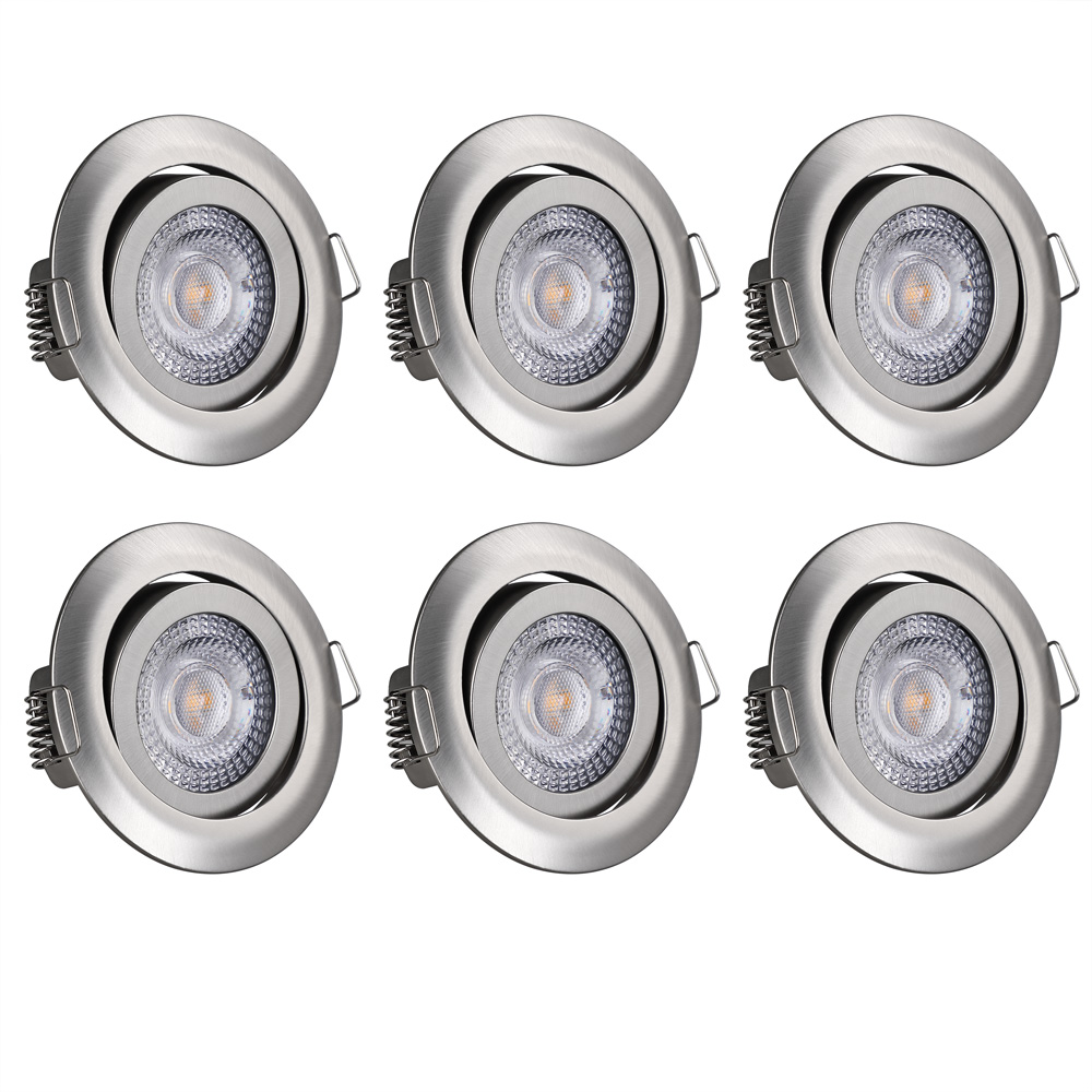 DEUBA monzana® LED Einbauleuchte Krog 6er-Set Nickel