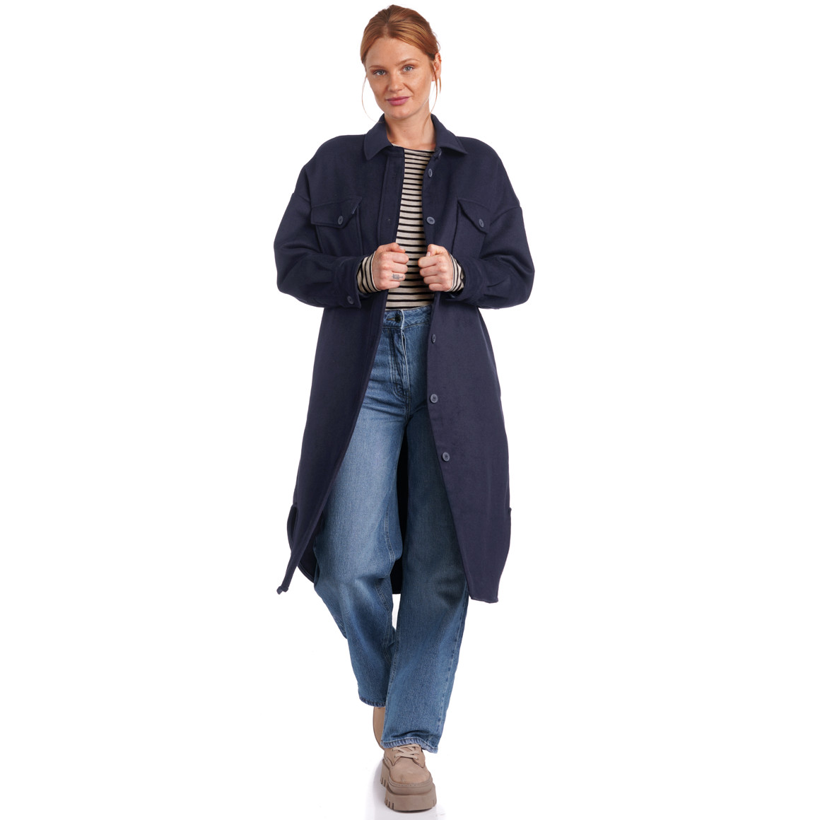 Damen Hemdjacke lang geschnitten