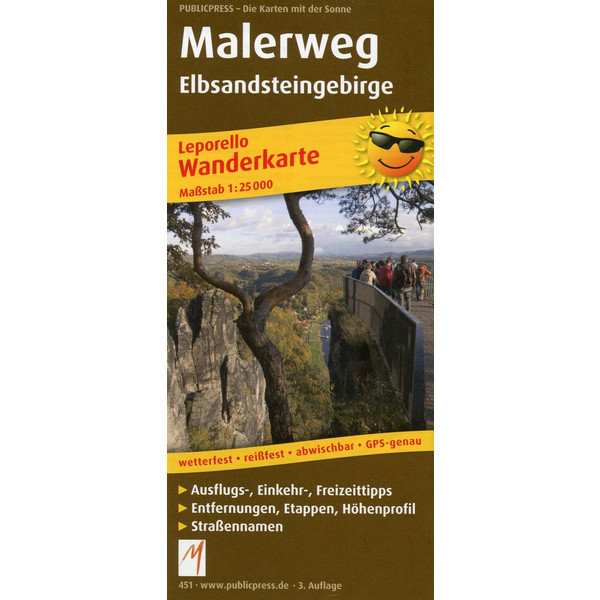 Malerweg Elbsandsteingebirge 1:25 000 - Wanderkarte