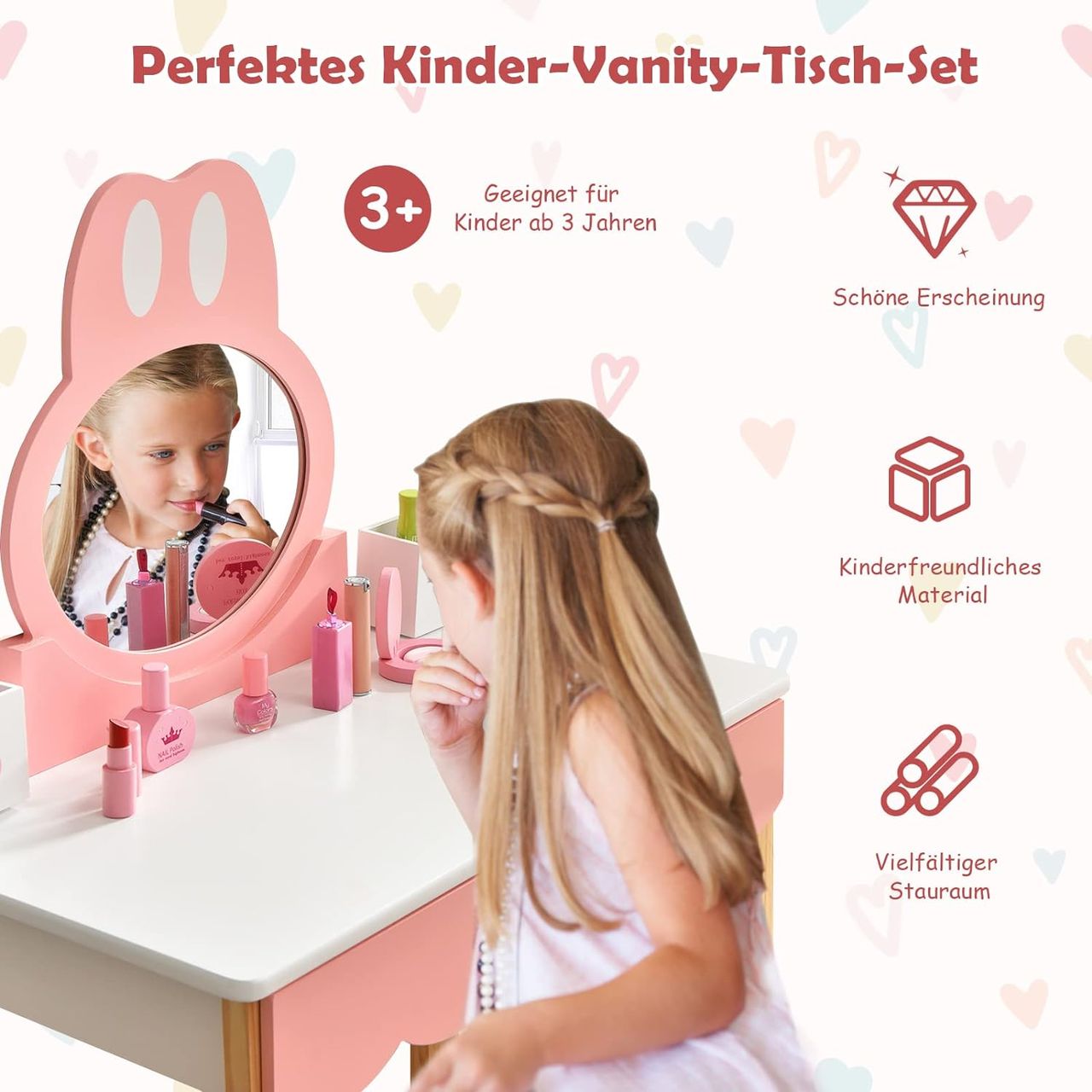Costway Kinder Schminktisch mit Hocker