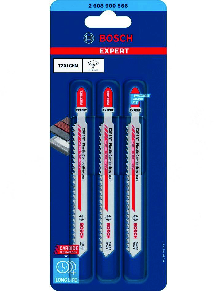 Bosch Blue Accessories 2608900566 Expert ‘Plastic Composites Clean’ T 301 CHM sticksågblad 3 delar