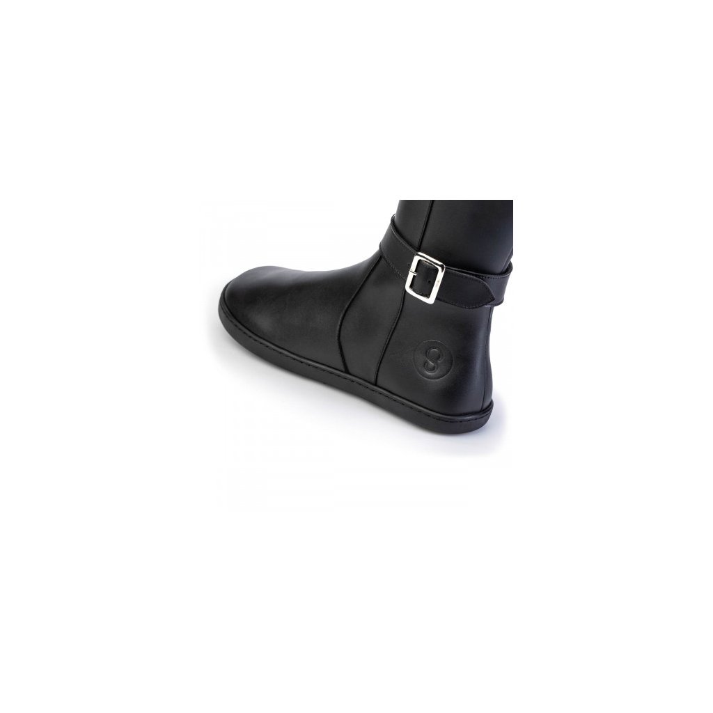 Shapen Glam Black Leather schwarze Barfuß-Stiefel