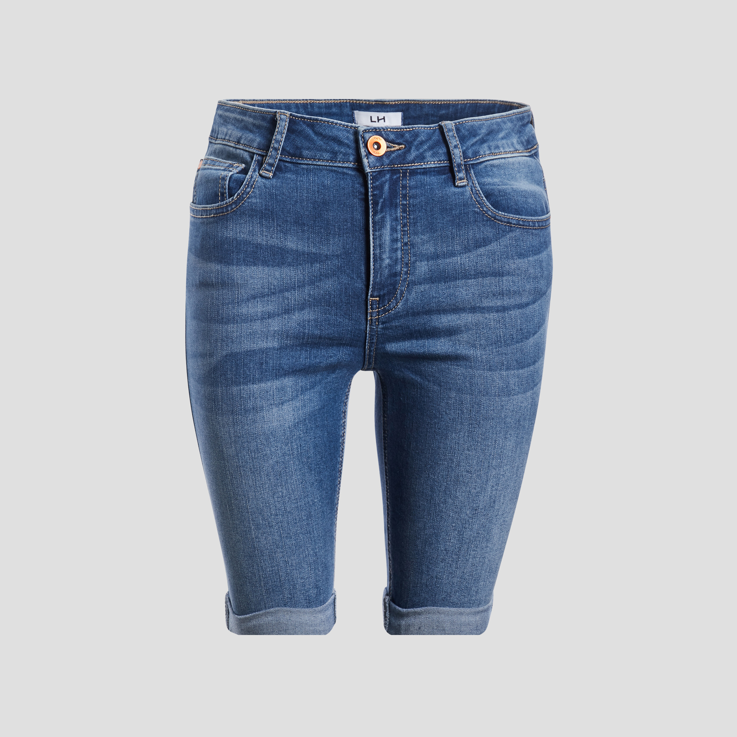 Bermuda slim en jean denim stone femme | La Halle