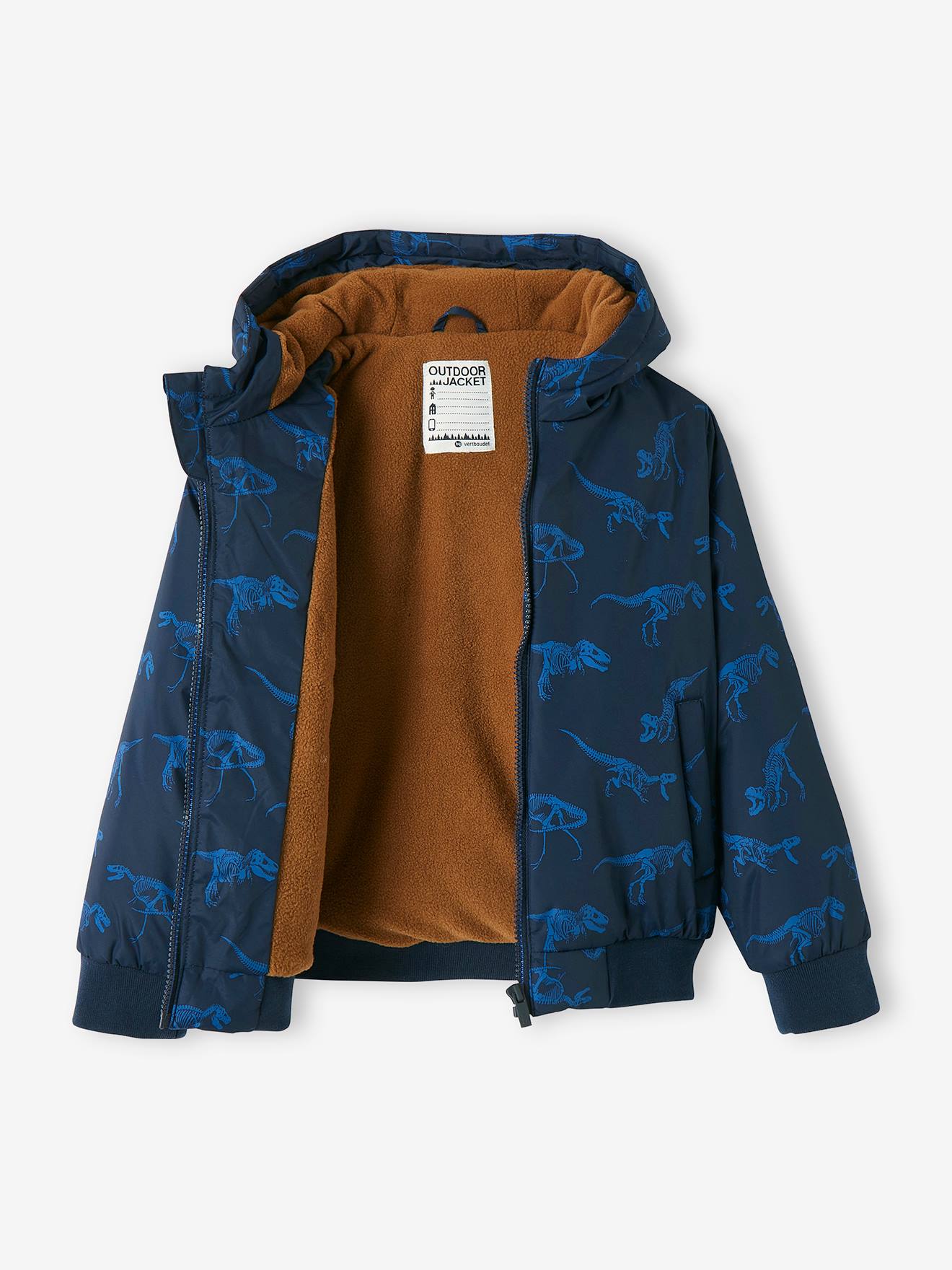 Vertbaudet Jungen Jacke, Wattierung Recycling-Polyester - marine bedruckt