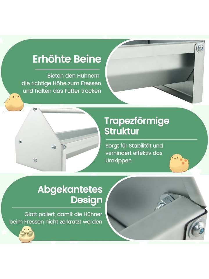 COSTWAY Futtertrog 15 L für 12 Hühner in Silber günstig kaufen onesize