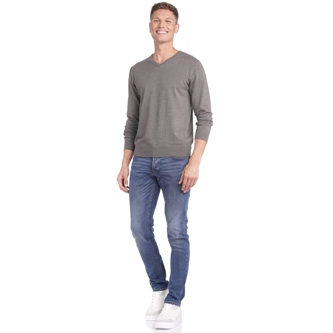 Herren Feinstrickpullover mit V-Ausschnitt