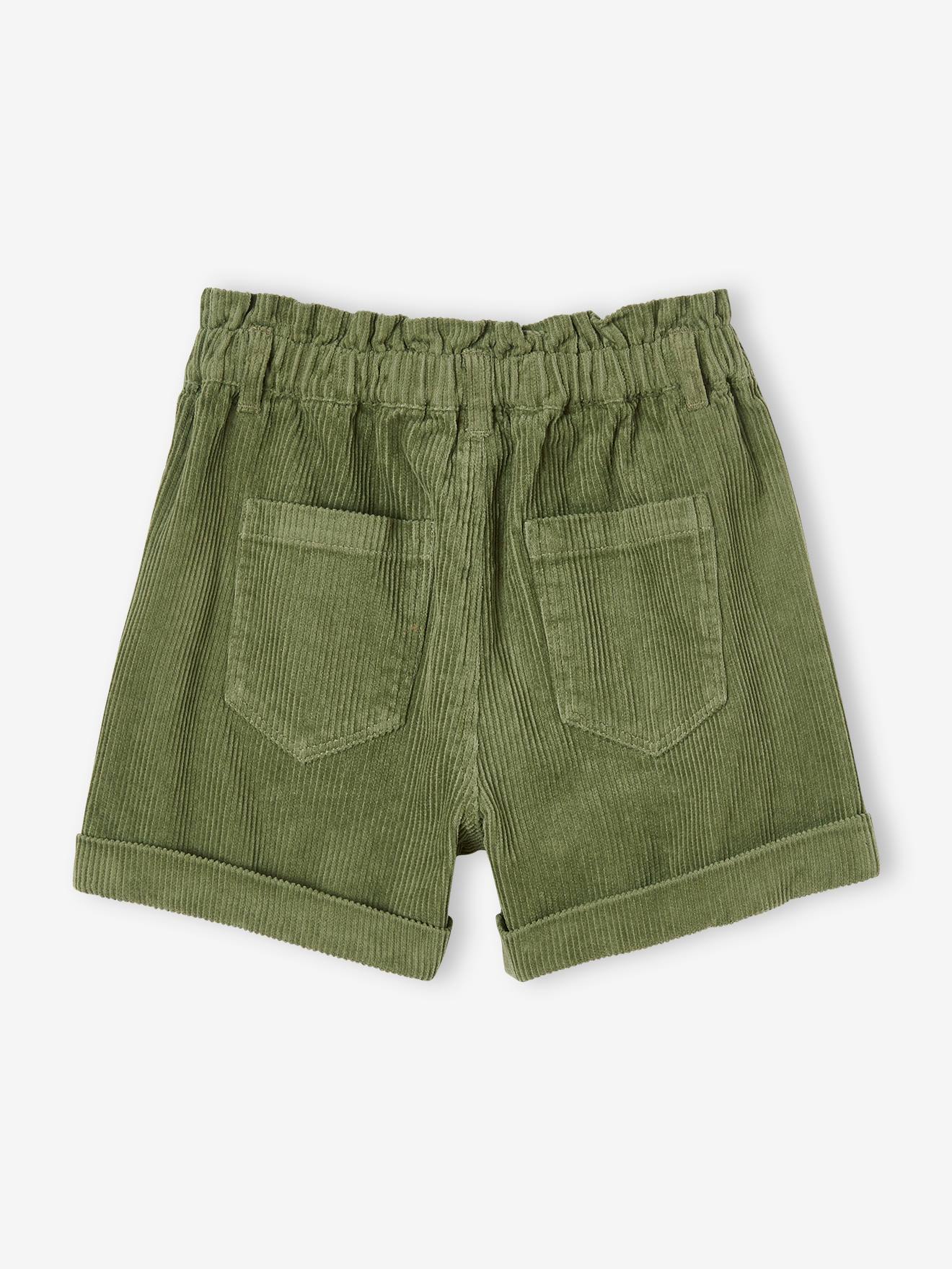 Vertbaudet Mädchen Paperbag-Shorts - tannengrün