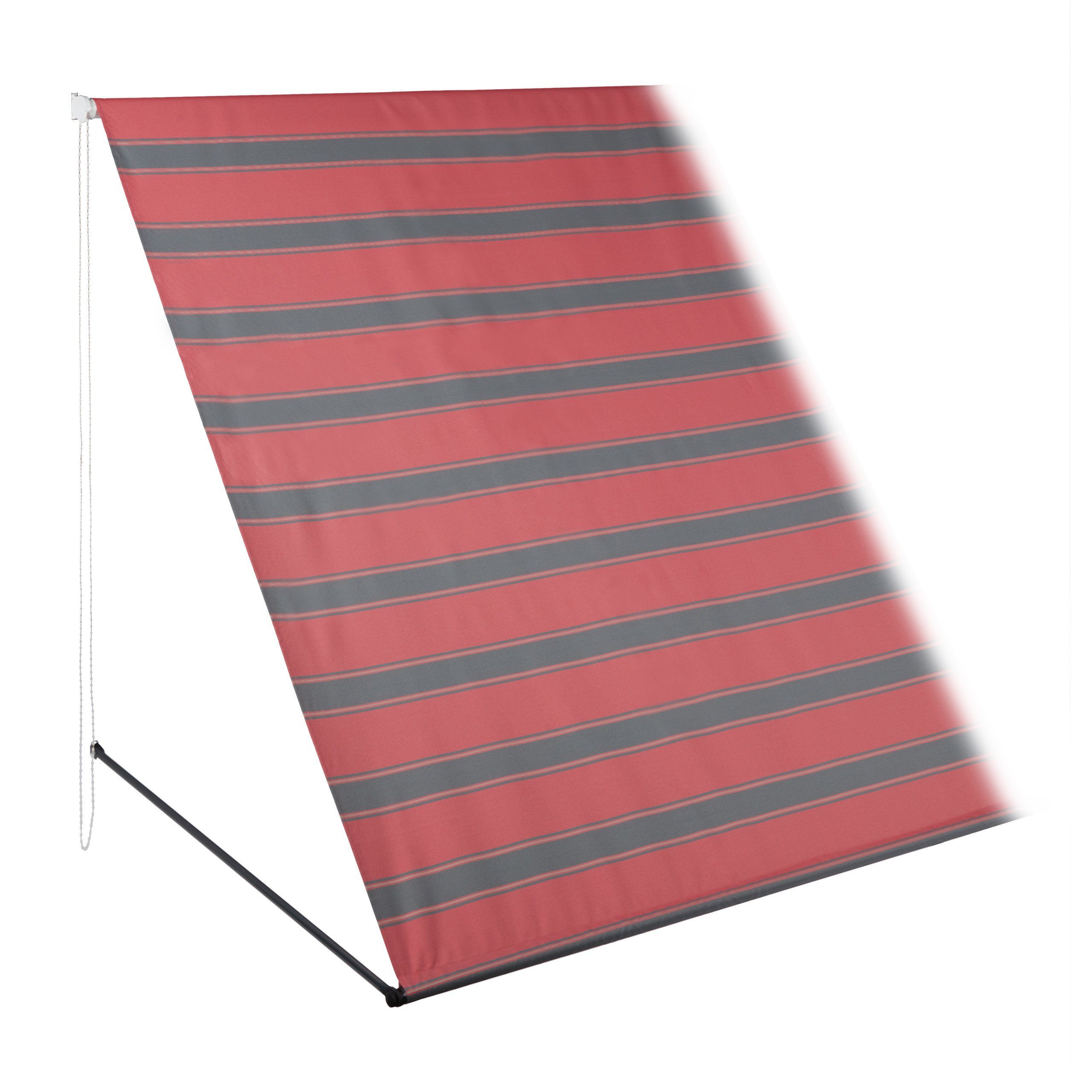 relaxdays Markise Fallarmmarkise in Grau-Rot 250 x 120 cm
