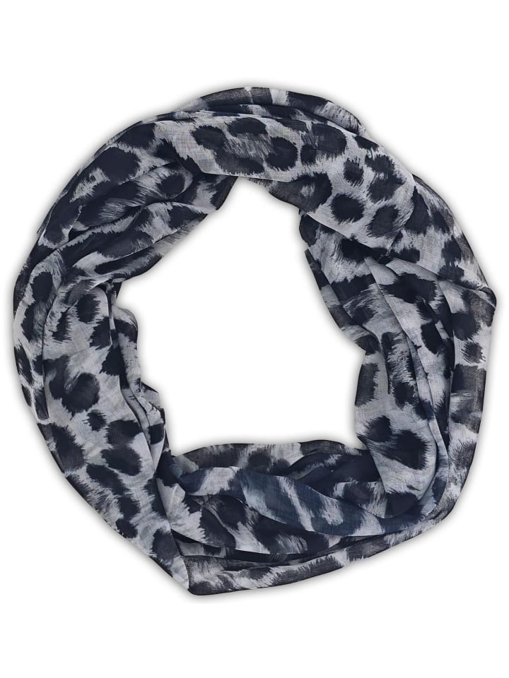 styleBREAKER Loop Schal Leo Muster in Grau-Schwarz günstig kaufen onesize