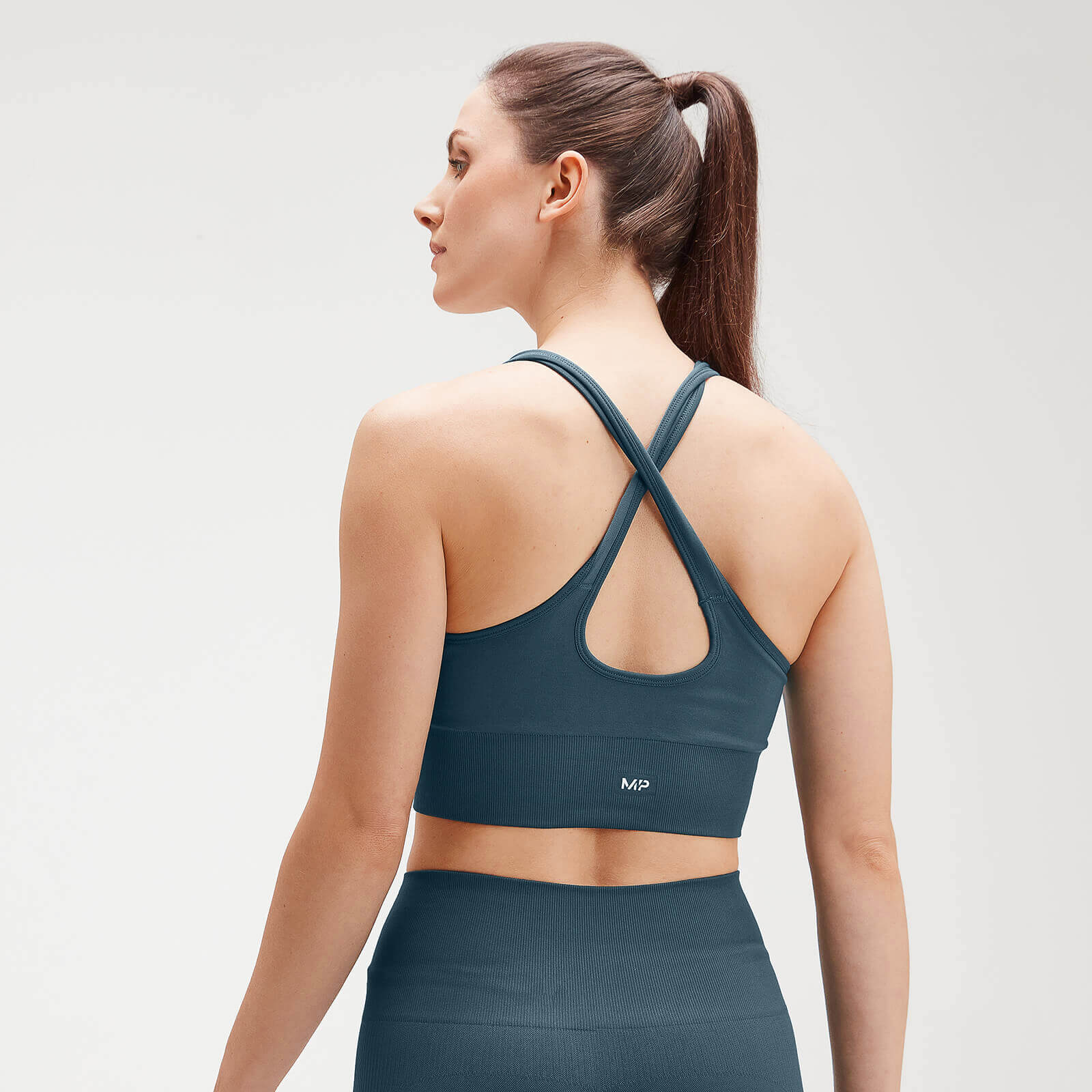Brassière de sport à dos croisé sans coutures MP Shape Seamless Ultra pour femmes – Bleu mer