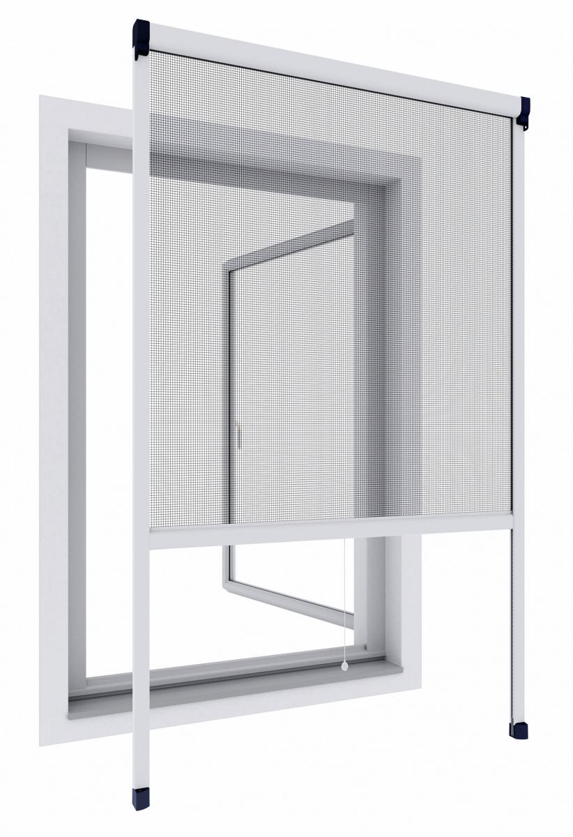 Windhager Powertec Alu-Insektenschutz Fenster Rollo 130 x 160, Weiss