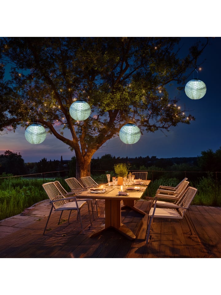 MARELIDA 2x LED Solar Lampion mit Blumenmuster D: 25cm in blau günstig kaufen onesize