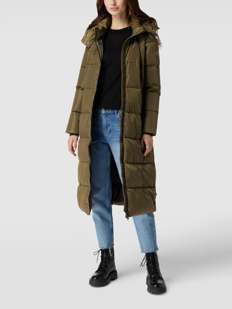 Mantel mit Label-Patch Modell 'Colette' in olivgrün