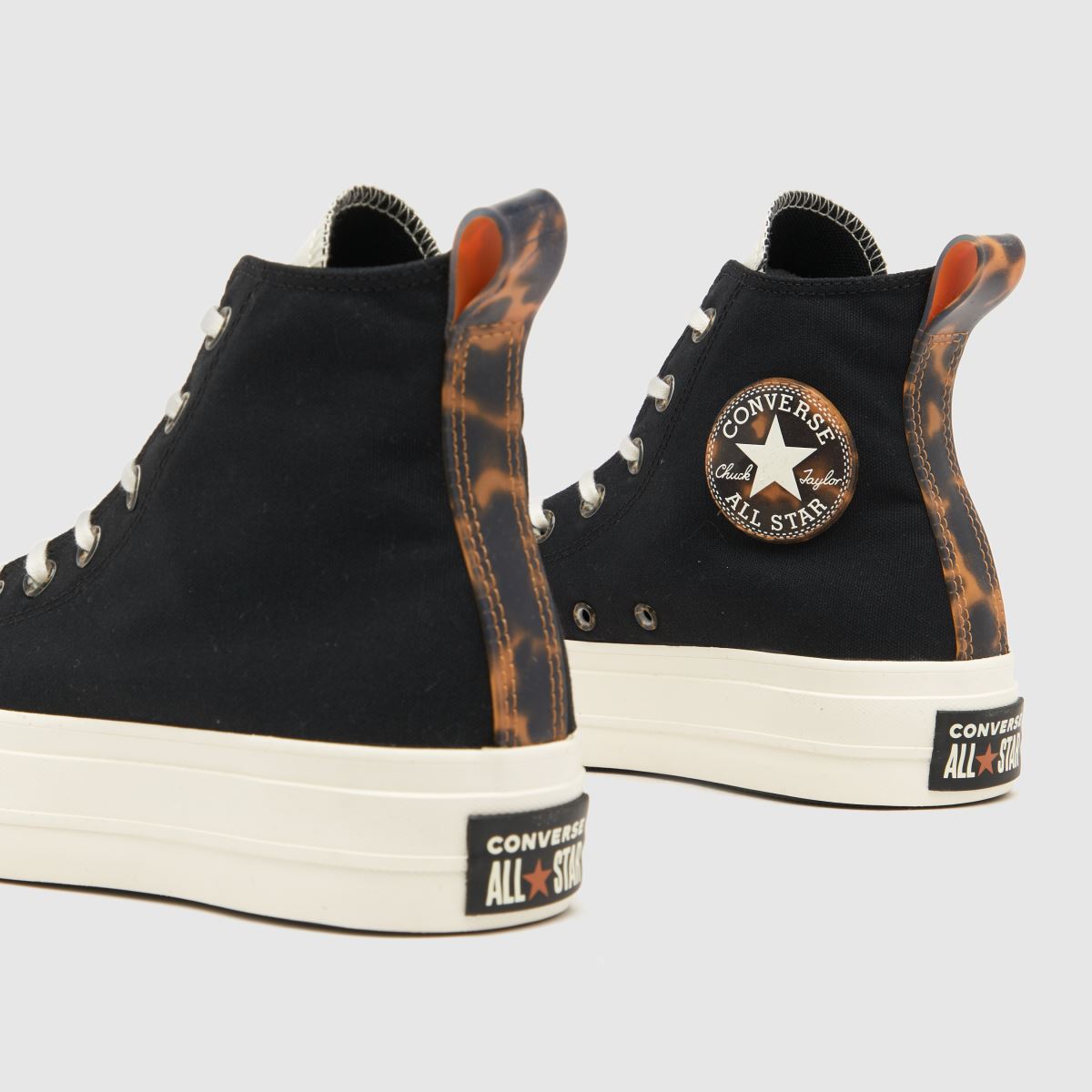 Converse – All Star – Lift – Svarta och bruna höga sneakers