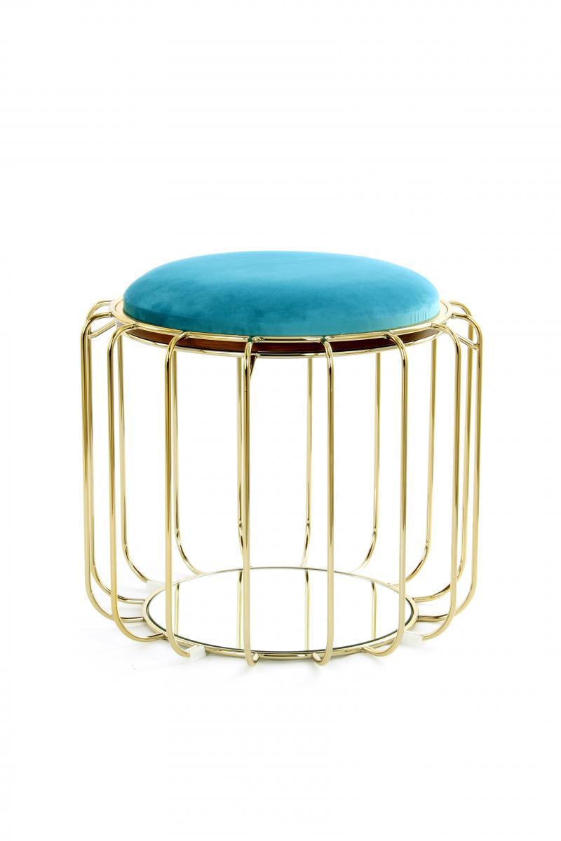 Kayoom Beistelltisch / Pouf Comfortable 110 Türkis / Gold