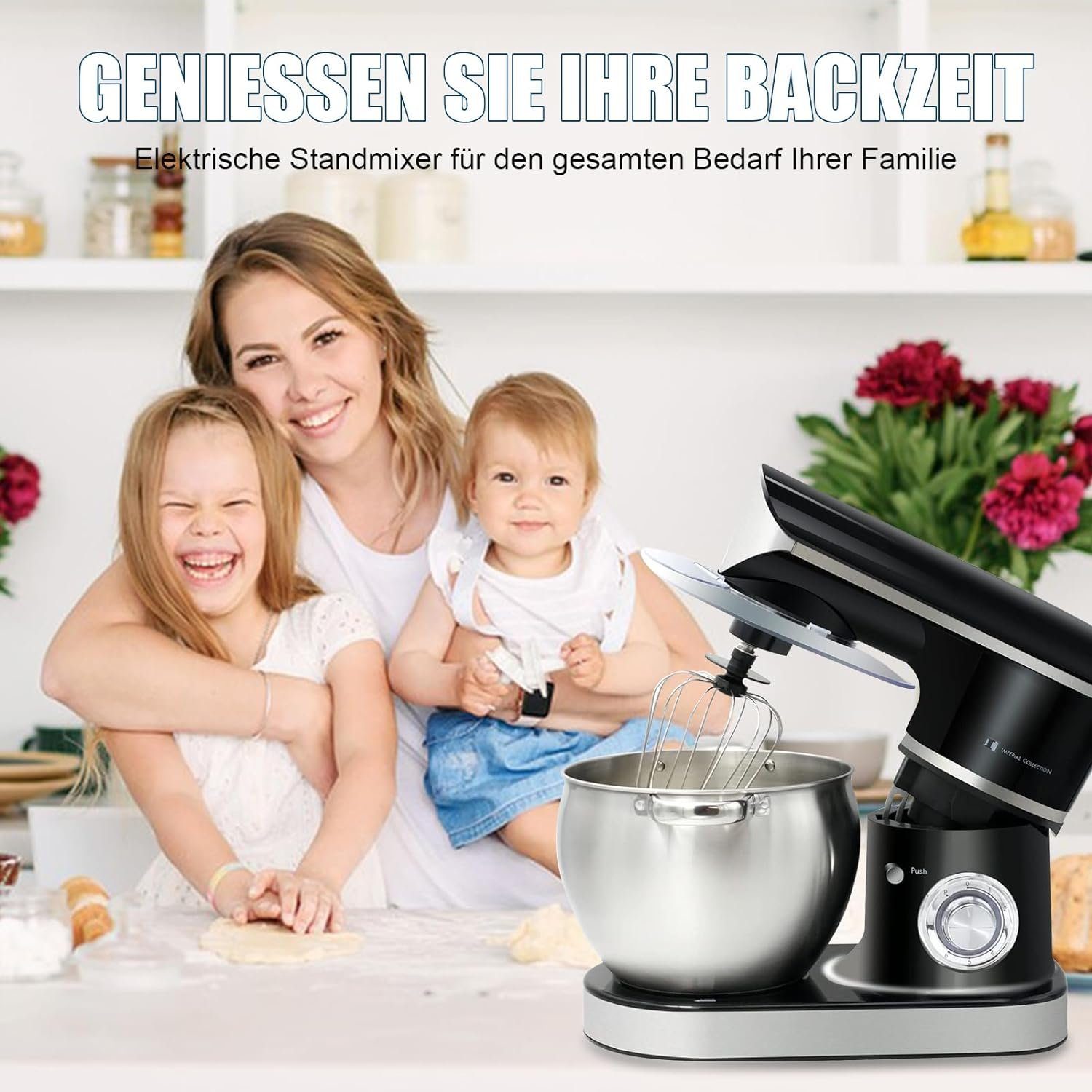 Kraftline Küchenmaschine Knetmaschine 2200W 6 Gänge 8.5 L Füllmenge Spülfest, 2200,00 W, 8,50 l Schüssel