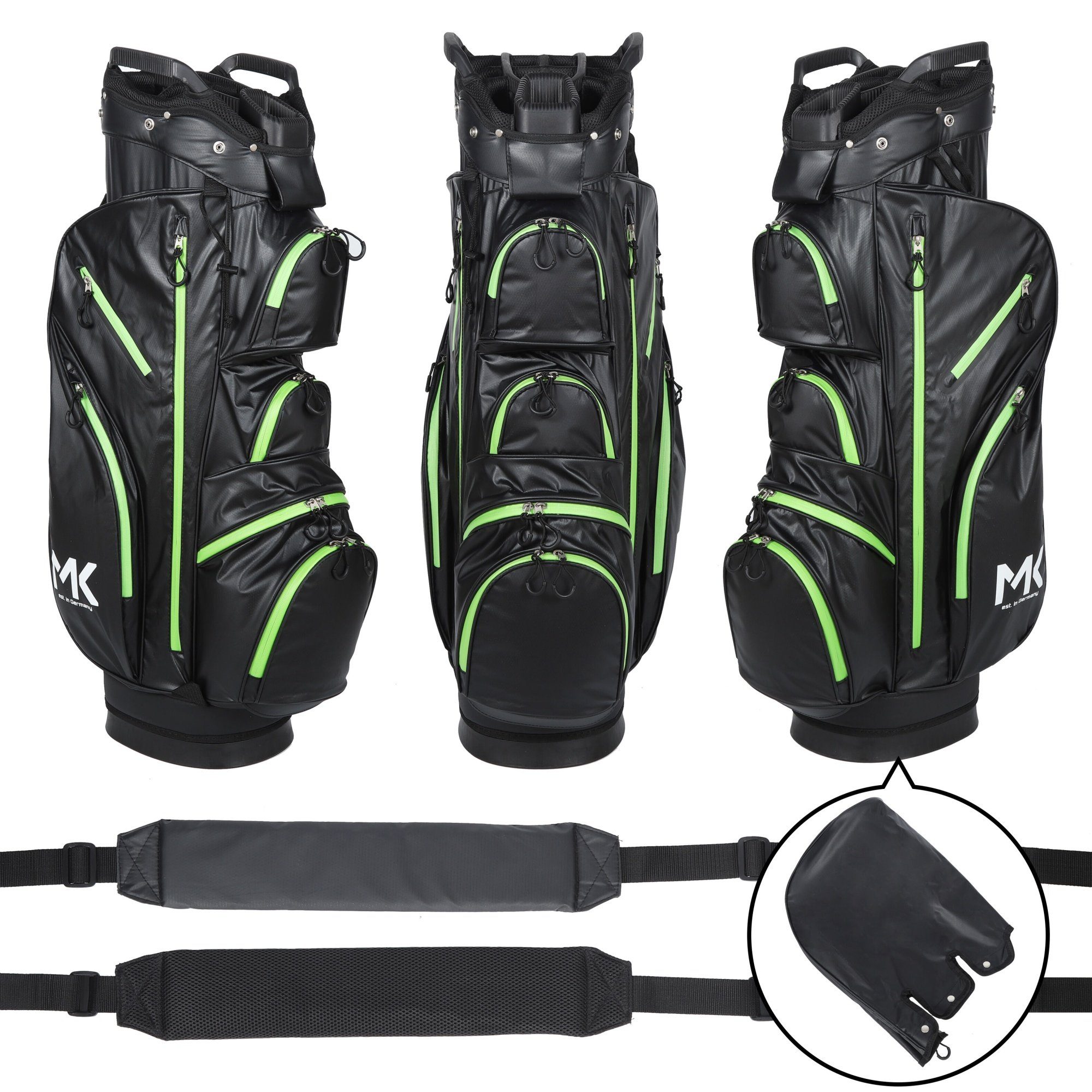 MK Golf Golftrolley + Golfbag MK Golf Equipment Solid Tour Trolleybag Grün - Golftasche, wasserdicht