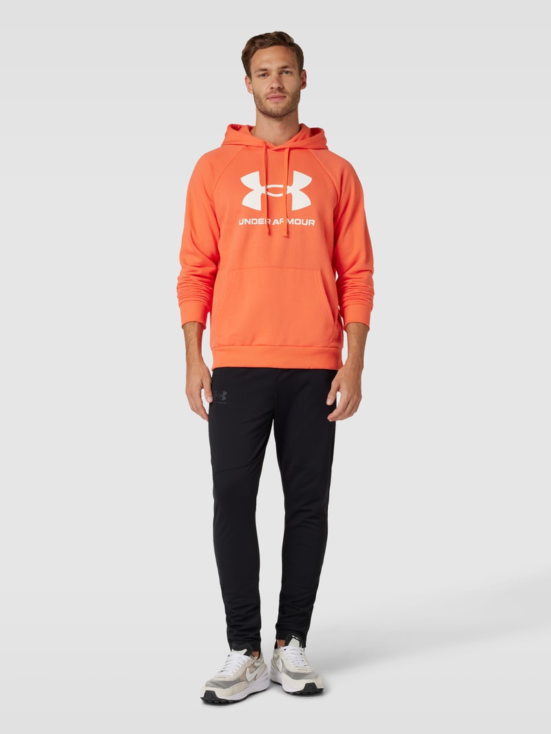 Hoodie mit Label-Print Modell 'Rival' in orange