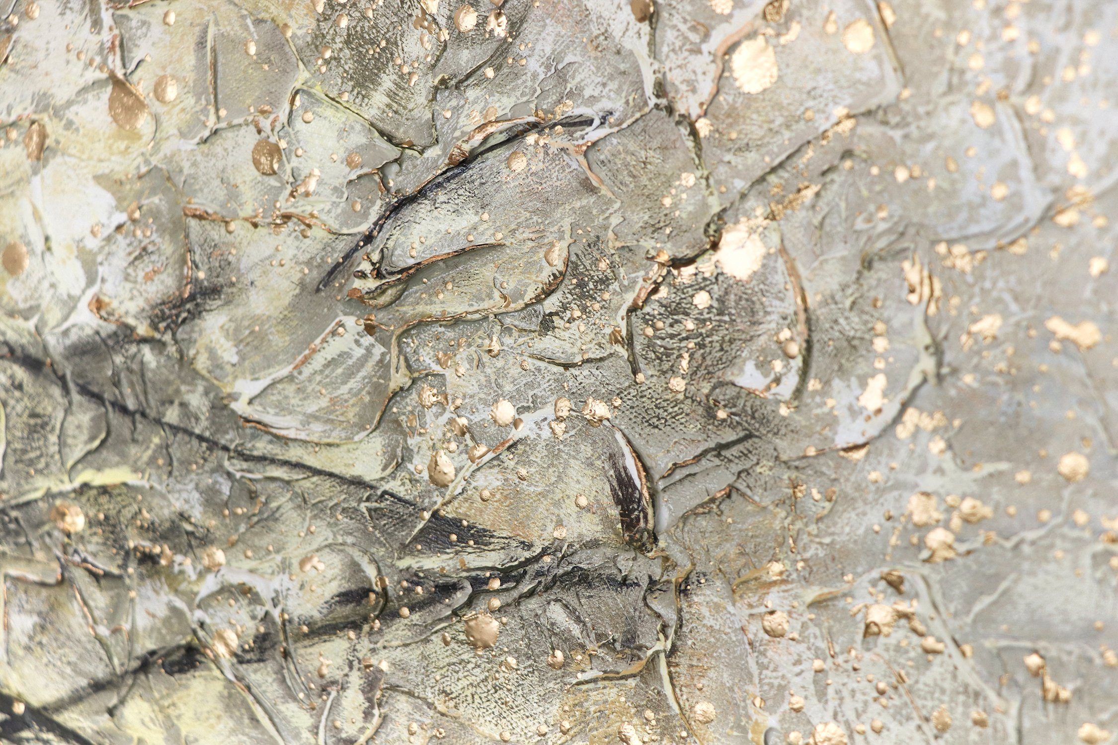 YS-Art Gemälde Goldbaum, Abstrakte Bilder, Leinwand Bild Handgemalt Gold Baum Stammbaum Braun