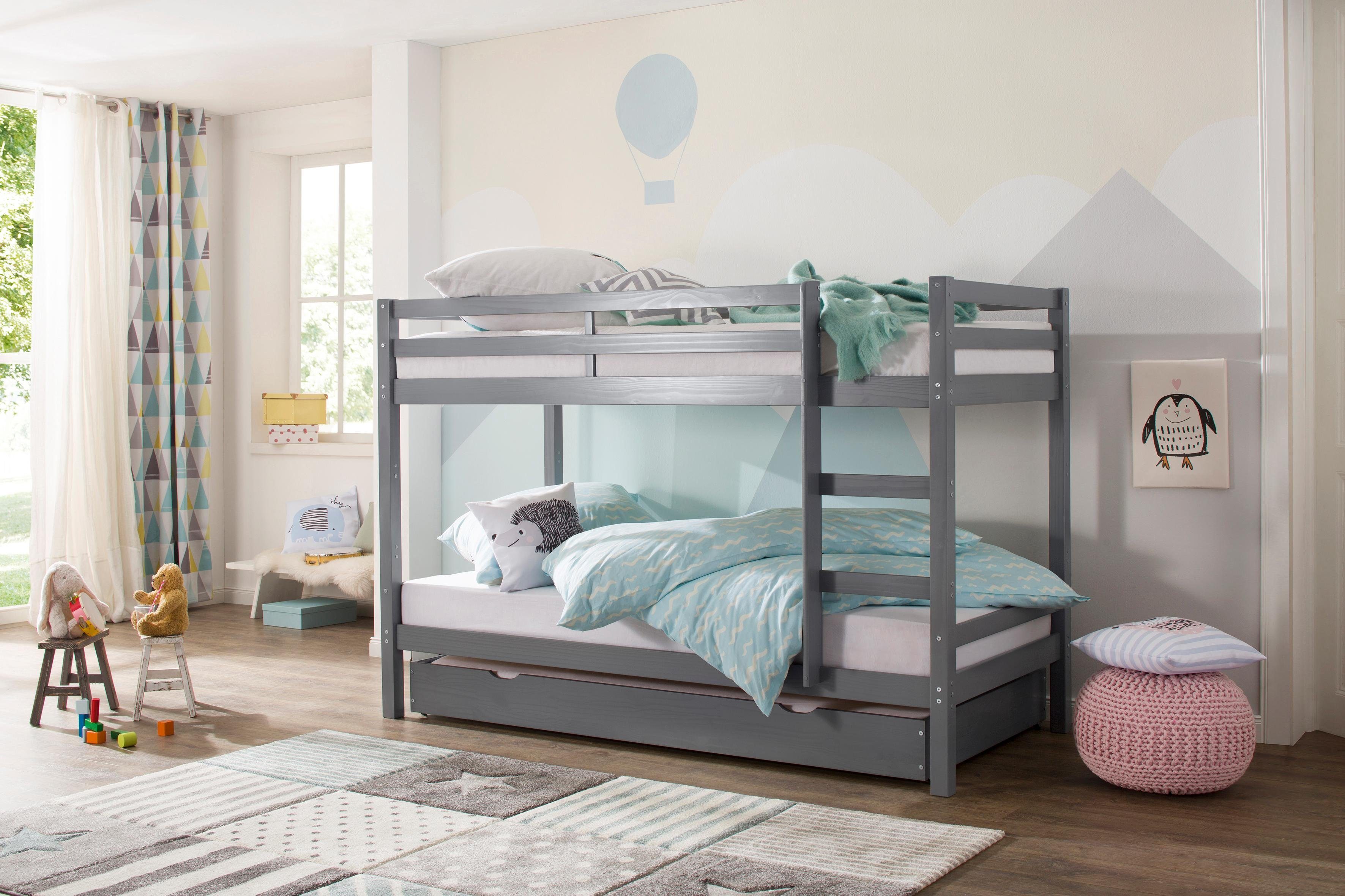 Lüttenhütt Etagenbett Alpi, Deal für begrenzte Zeit!, aus schönem massivem Kiefernholz, Stockbett, Liegeflächenlänge 200 cm