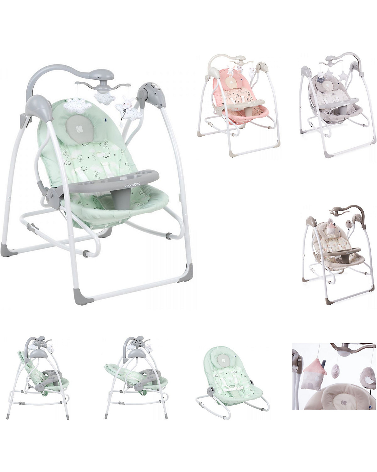 Babyschaukel Mia 2in1, Schaukelstuhl Musik verstellbare Rückenlehne Babywippen