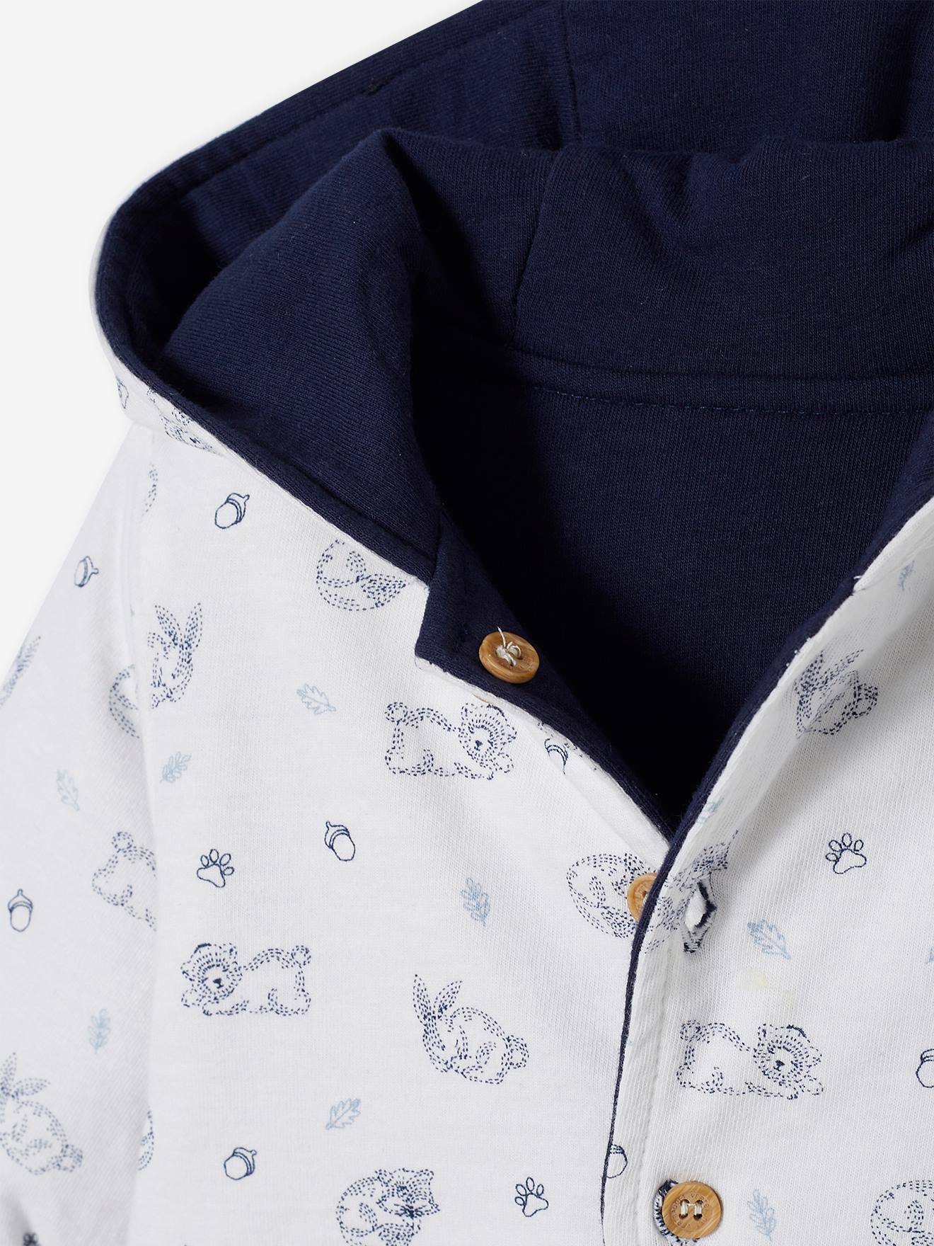 Vertbaudet Wendbare Baby Jacke mit Kapuze - wollweiß