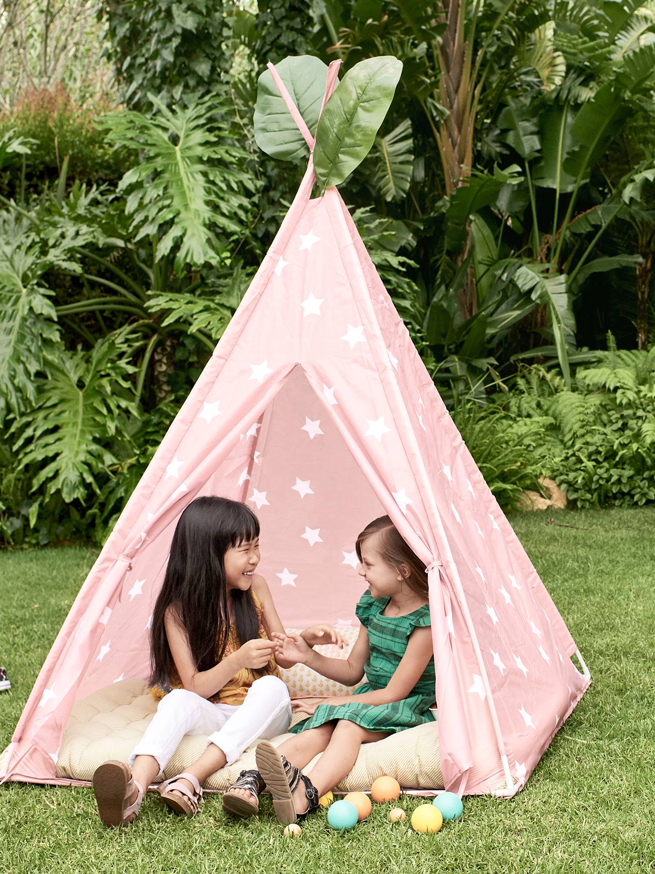 Vertbaudet Kinder Spielzelt, Tipi INKA - grau/sterne