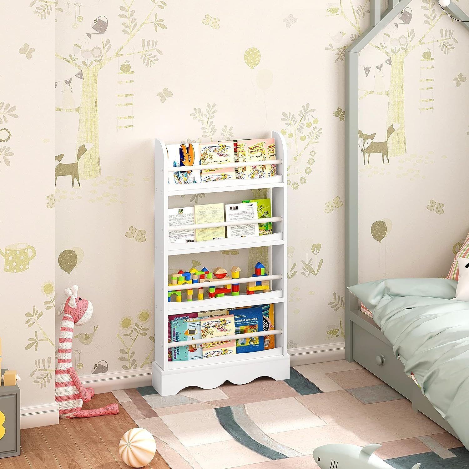 EUGAD Bücherregal, 1-tlg., Kinderregal mit 4 Ebenen aus Holzwerkstoff