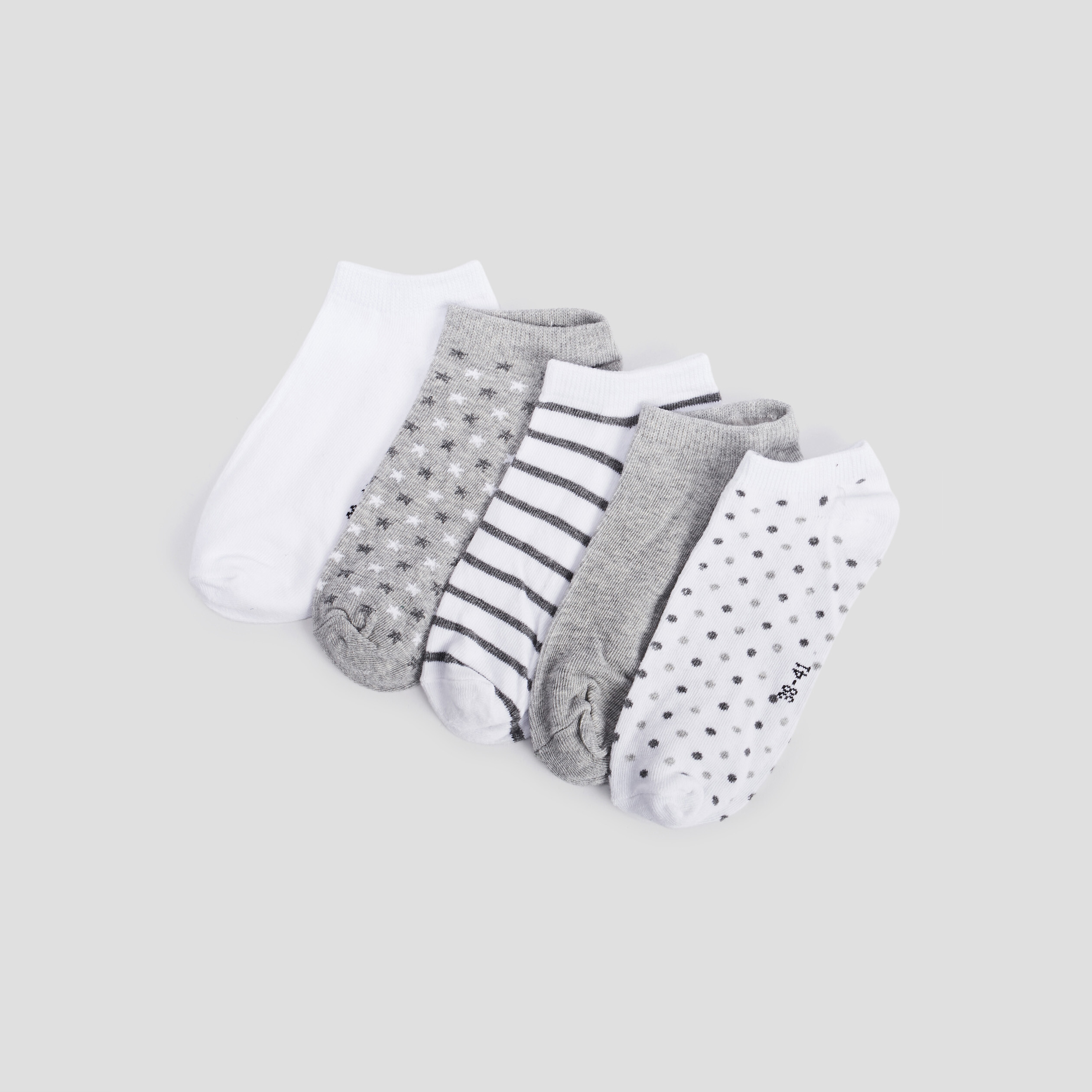 Lot 5 paires socquettes gris femme | La Halle
