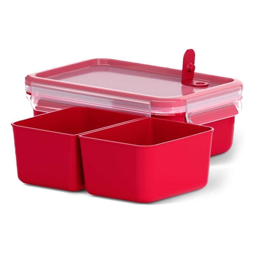 Emsa Mikrowellenbehälter Clip & Micro mit Einsätzen 1 L Rot, Kunststoff, (1-tlg)