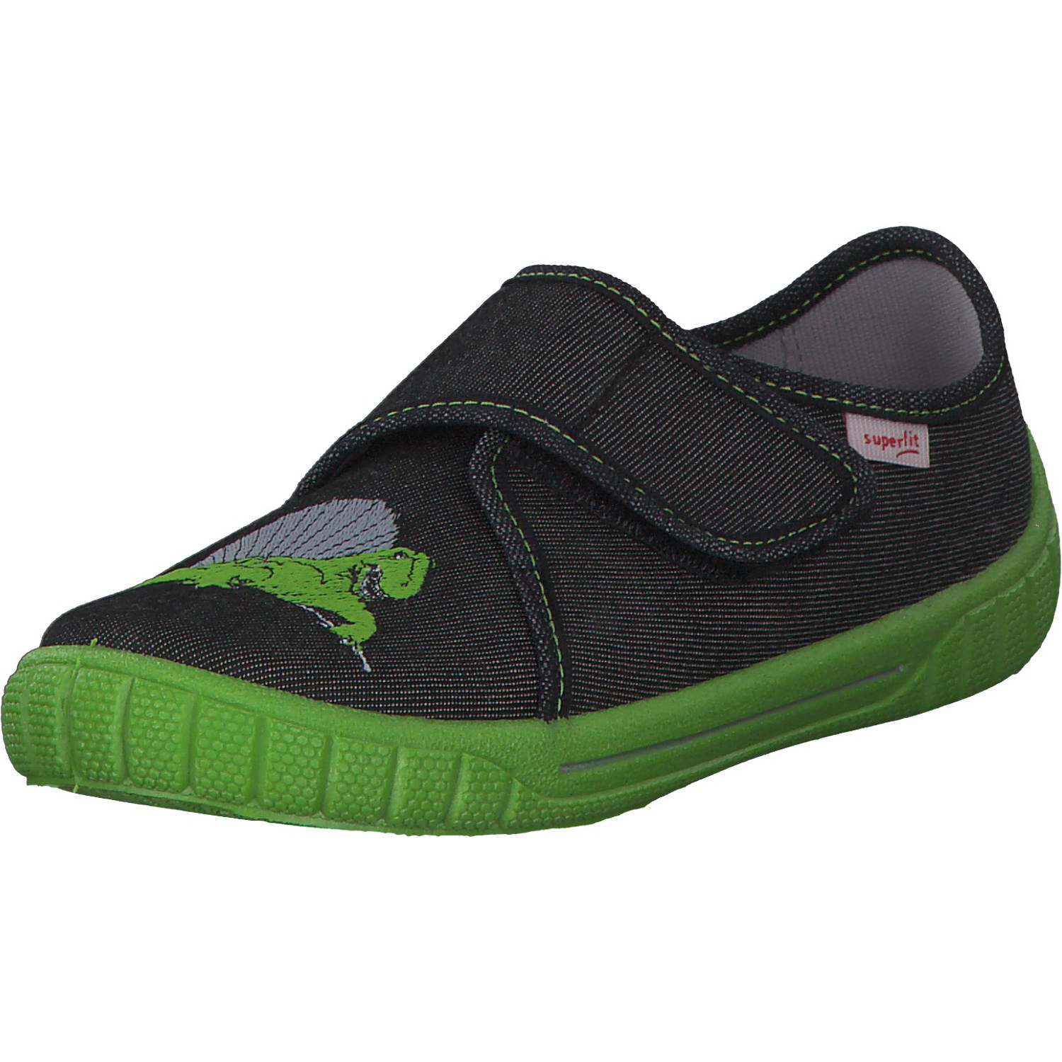 Superfit BILL 00278, Hausschuhe, Kinder, Schwarz/Grün (Dino)