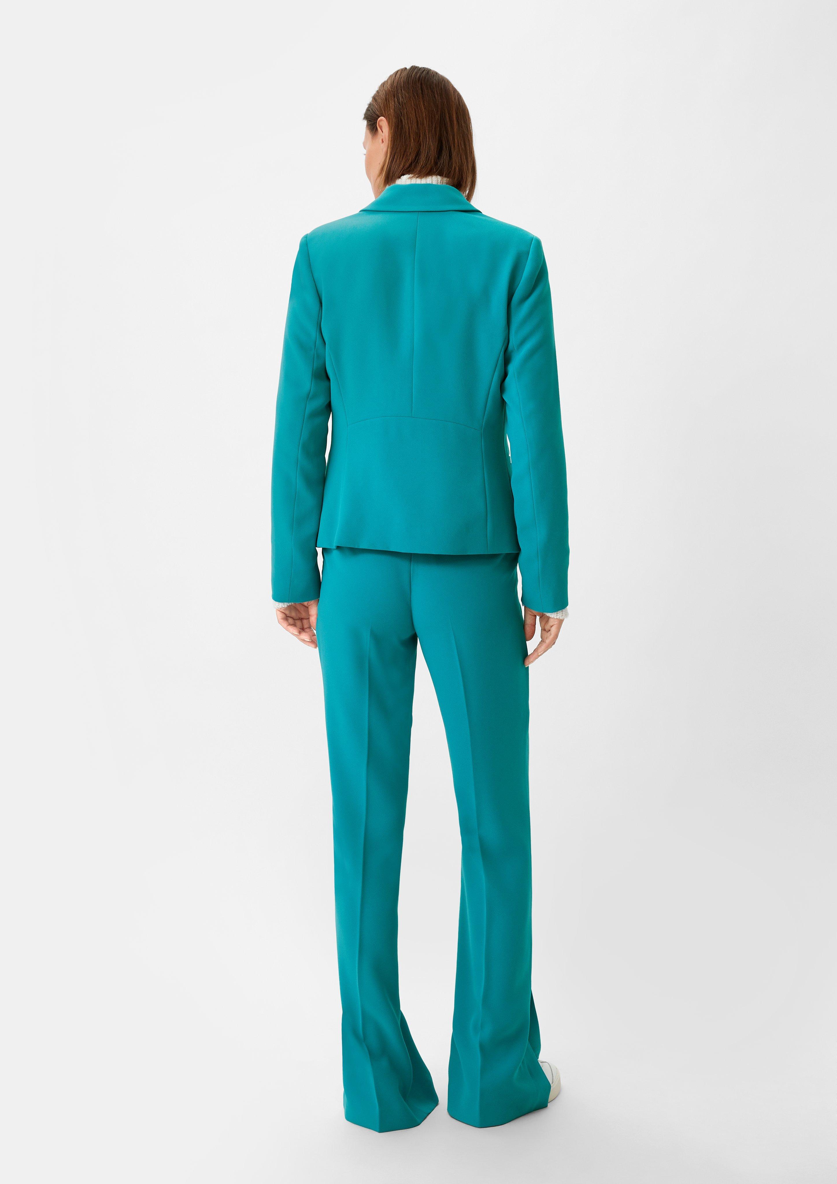 Blazer mit Crêpestruktur - türkisblau