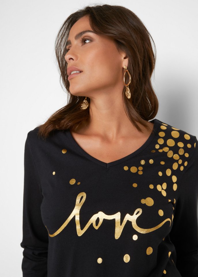 Langarmshirt mit Metallic-Print
