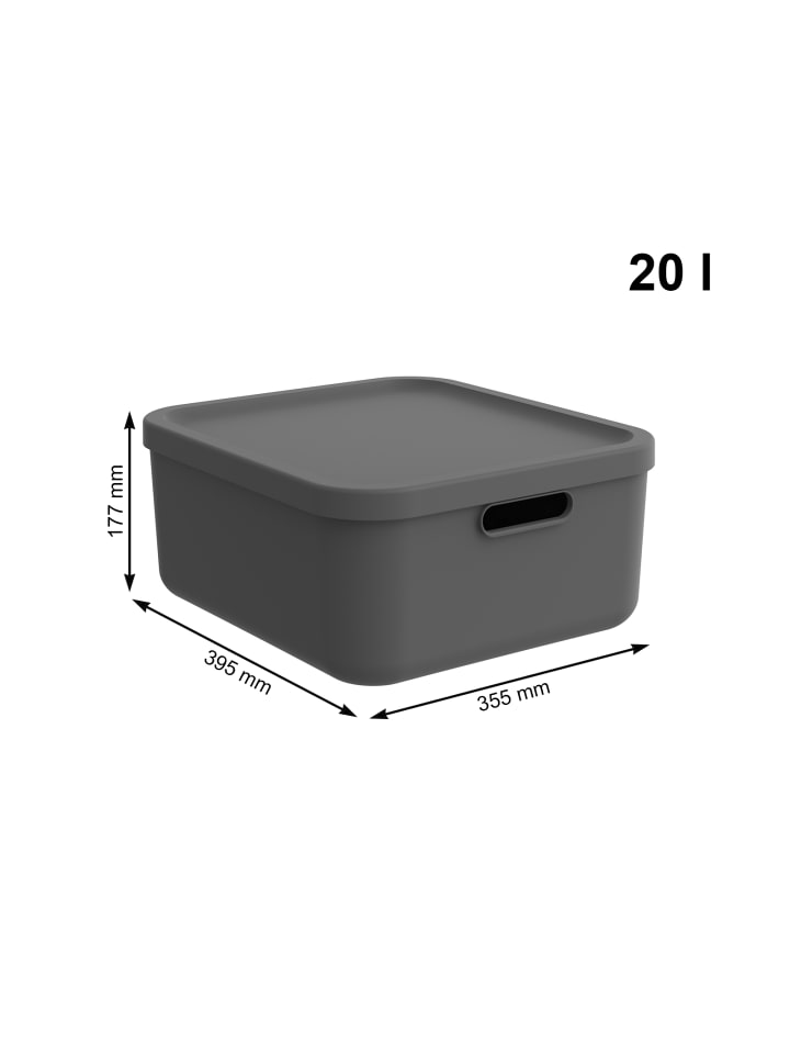 Rotho Albula Light 2er-Set Aufbewahrungskiste 20l in Anthrazit günstig kaufen onesize