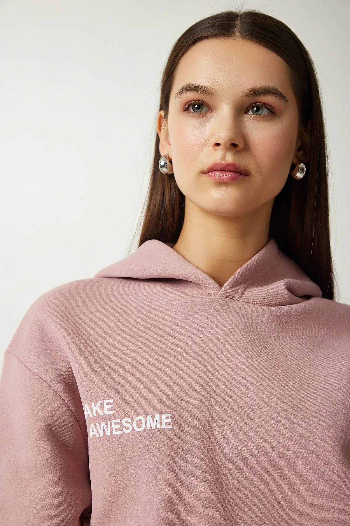 Happiness İstanbul  Damen-Puder-Kapuzen-Sweatshirt in Roségold OW00009