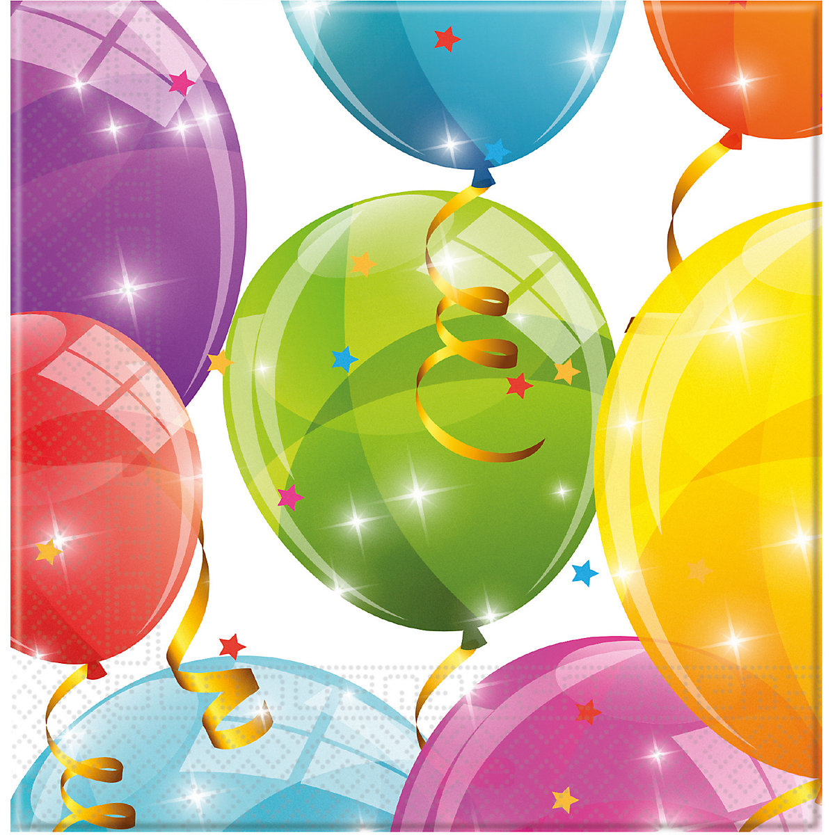 Servietten Sparkling Balloons, 33 x 33 cm, 2-lagig, 20 Stück