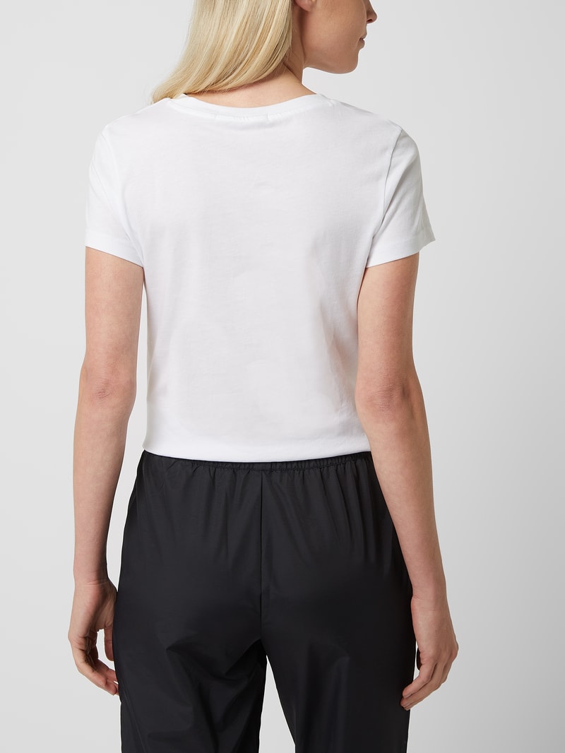 Slim Fit T-Shirt mit Label-Print in weiß