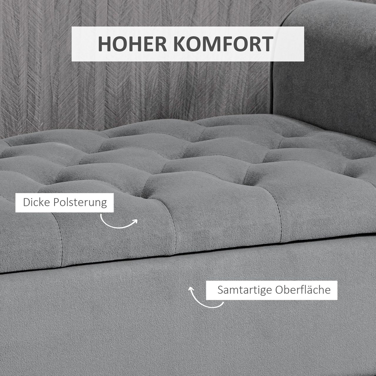 HOMCOM Polsterbank Bettbank, Sitzbank in Samtoptik, Flurbank mit Stauraum, Grau