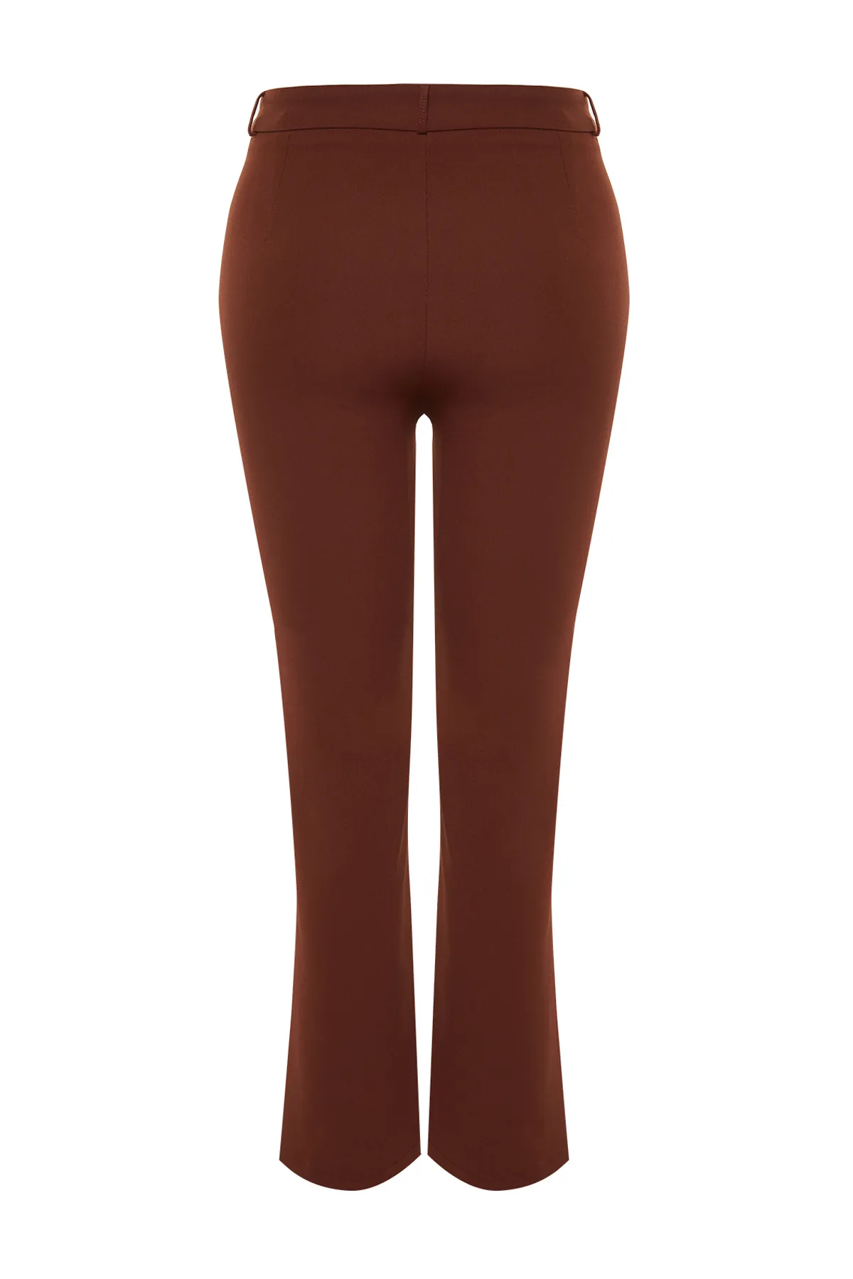 Trendyol Curve  Braune Hose mit hoher Taille und geripptem, genähtem spanischen Bein