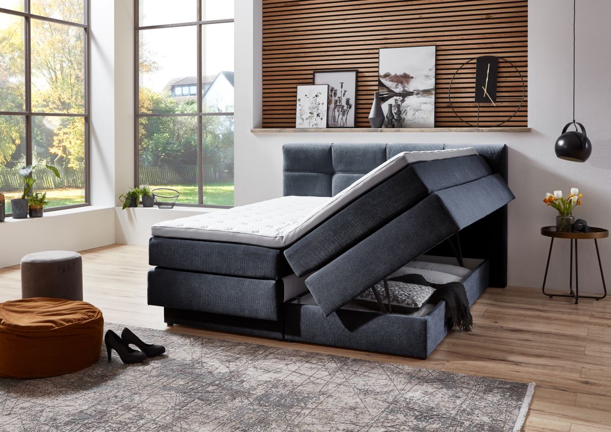 Sun Garden Boxspringbett Portage mit Bettkasten Petrol 180 x 200 cm