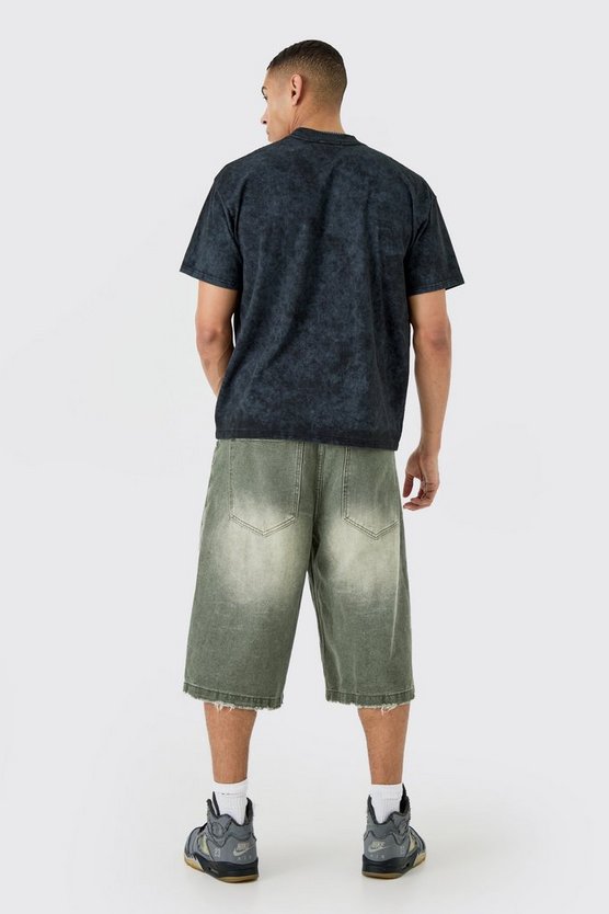 T-Shirt mit Acid-Waschung und Santa Monica Print