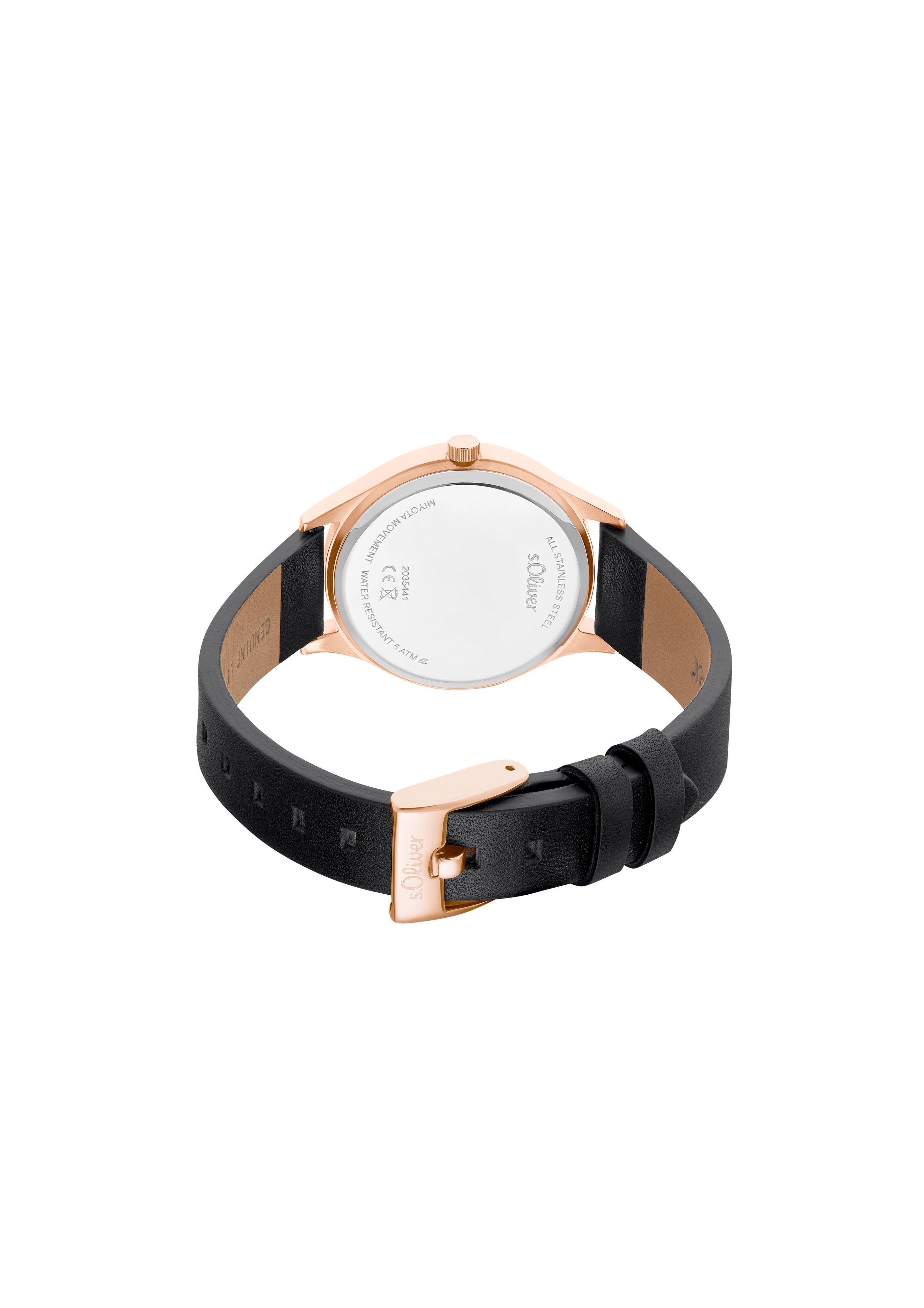 Edelstahluhr mit Lederband  6007945-44B0